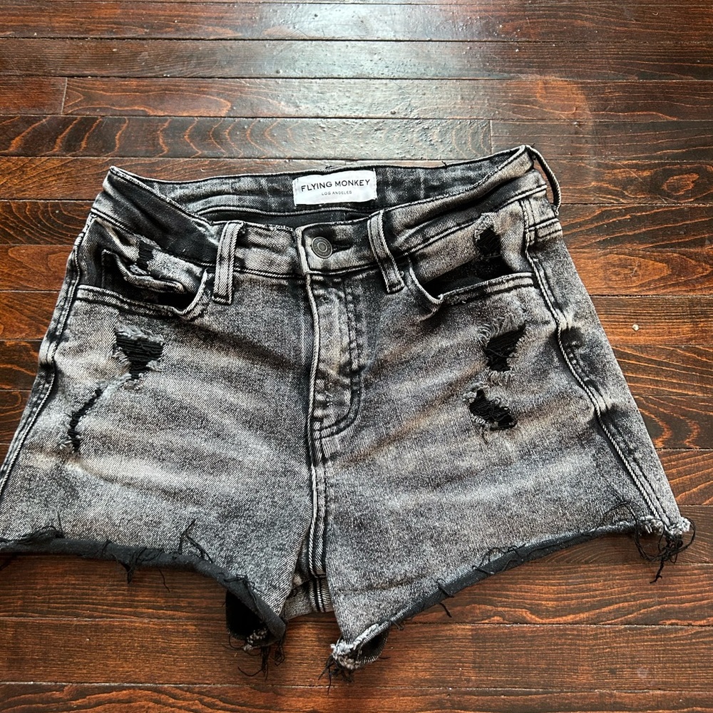 Flying Monkey Black and Gray Jean Shorts